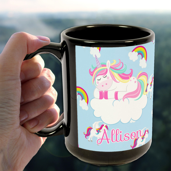 Rainbows and Unicorns 15oz. Black Mug - LIFESTYLE