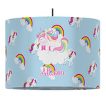 Rainbows and Unicorns 16" Drum Pendant Lamp - Fabric (Personalized)