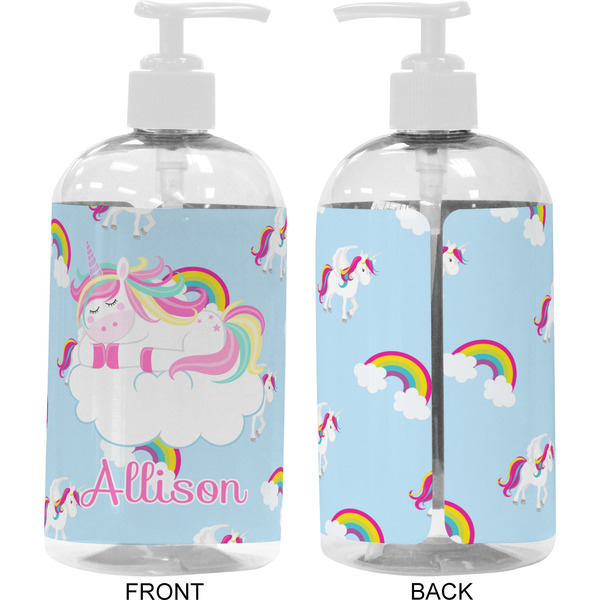 Rainbows and Unicorns 16 oz Plastic Liquid Dispenser- Approval- White