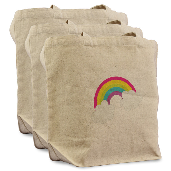 Custom Rainbows and Unicorns Reusable Cotton Grocery Bags - Set of 3
