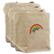 Rainbows and Unicorns 3 Reusable Cotton Grocery Bags - Front View
