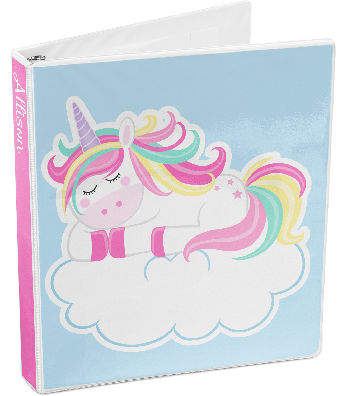 Rainbows and Unicorns 3Ring Binder 1 inch (Personalized