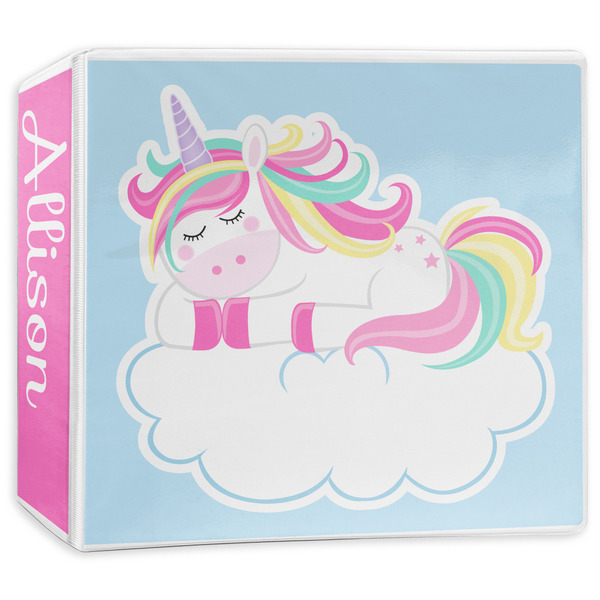 Custom Rainbows and Unicorns 3-Ring Binder - 3 inch (Personalized)