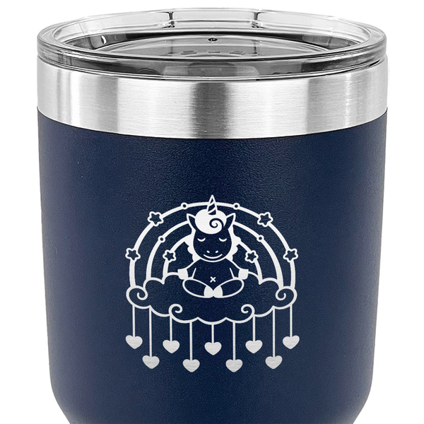 Rainbows and Unicorns 30 oz Stainless Steel Ringneck Tumbler - Navy - CLOSE UP