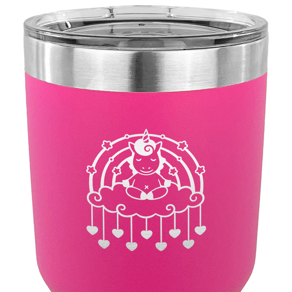 Rainbows and Unicorns 30 oz Stainless Steel Ringneck Tumbler - Pink - CLOSE UP