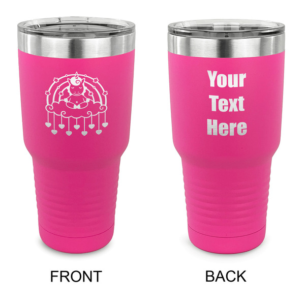 Custom Rainbows and Unicorns 30 oz Stainless Steel Tumbler - Pink - Double Sided (Personalized)