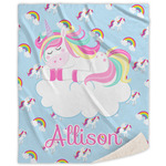 Rainbows and Unicorns Sherpa Throw Blanket - 50"x60" w/ Name or Text