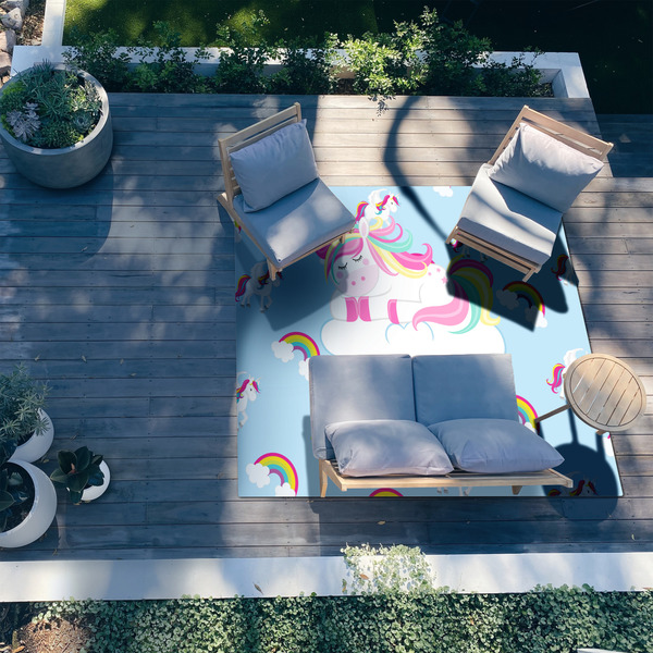 Rainbows and Unicorns 8'x10' Patio Rug - In context