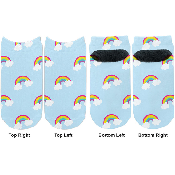 Rainbows and Unicorns Adult Ankle Socks - Double Pair - Front and Back - Apvl