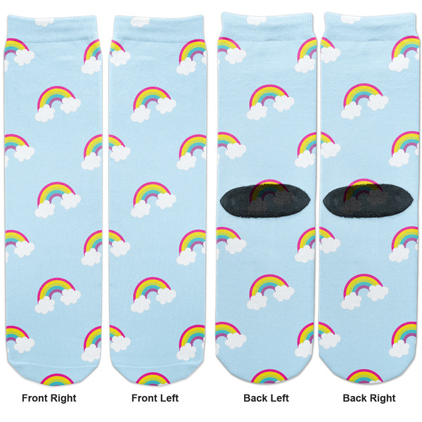 Rainbows and Unicorns Adult Crew Socks - Double Pair - Front and Back - Apvl