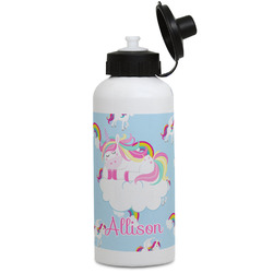 Rainbows and Unicorns Water Bottles - Aluminum - 20 oz - White (Personalized)