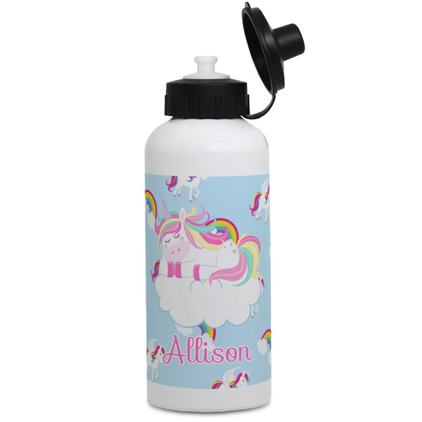 Custom Rainbows and Unicorns Water Bottles - Aluminum - 20 oz - White (Personalized)