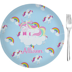 Rainbows and Unicorns 8" Glass Appetizer / Dessert Plates - Single or Set (Personalized)