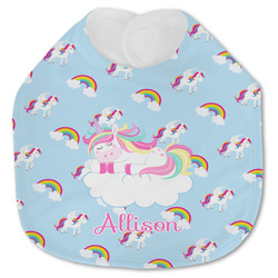 Rainbows and Unicorns Jersey Knit Baby Bib w/ Name or Text