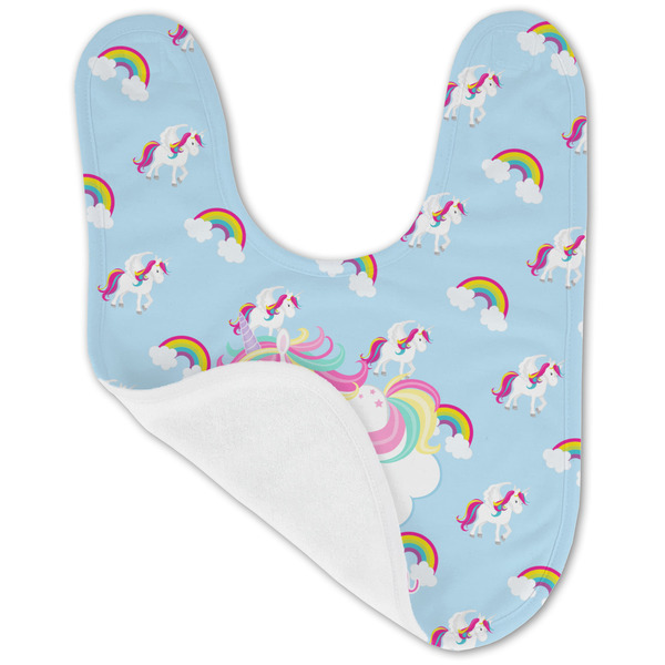 Rainbows and Unicorns Baby Bib - AFT folded