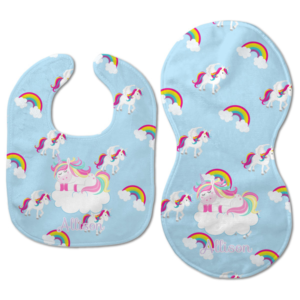 Rainbows and Unicorns Baby Bib & Burp Set - Approval (new bib & burp)