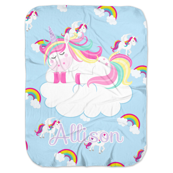 Custom Rainbows and Unicorns Baby Swaddling Blanket w/ Name or Text