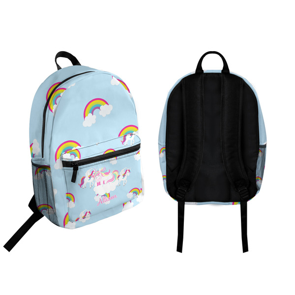 Rainbows and Unicorns Backpack front and back - Apvl