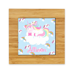 Rainbows and Unicorns Bamboo Trivet with Ceramic Tile Insert (Personalized)
