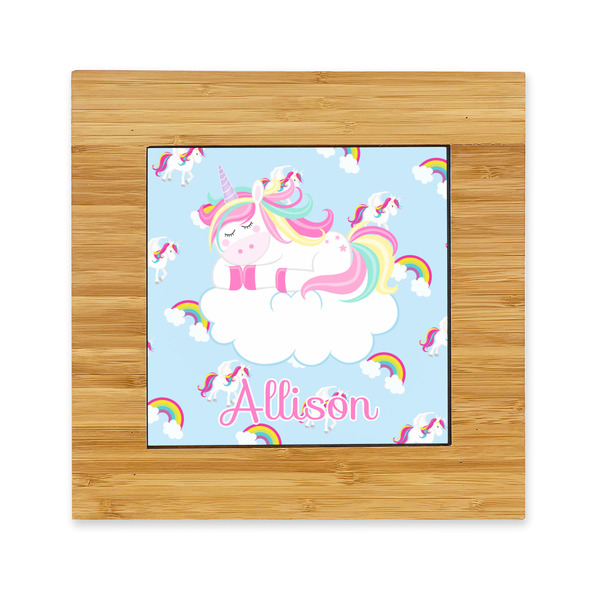 Custom Rainbows and Unicorns Bamboo Trivet with Ceramic Tile Insert (Personalized)