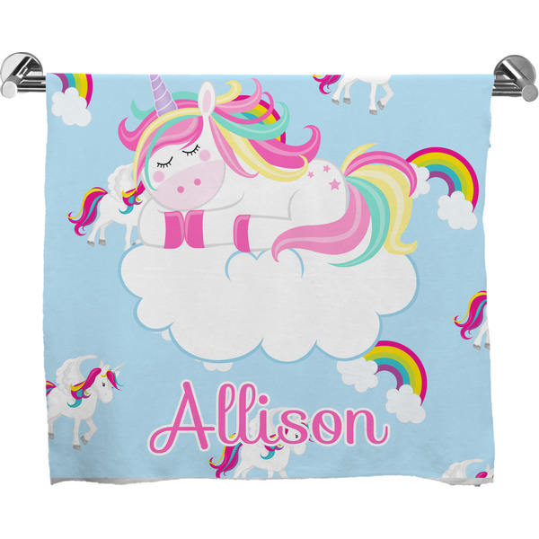 Custom Rainbows and Unicorns Bath Towel w/ Name or Text