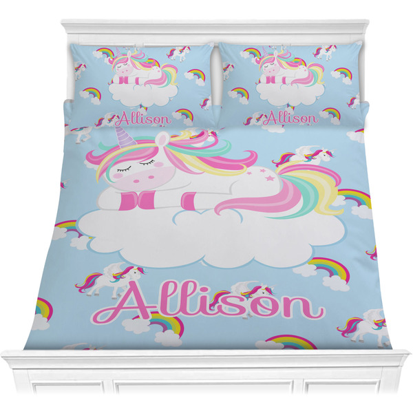Custom Rainbows and Unicorns Comforter Set - Full / Queen w/ Name or Text