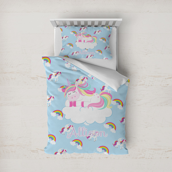 Custom Rainbows and Unicorns Duvet Cover Set - Twin w/ Name or Text