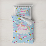 Rainbows and Unicorns Duvet Cover Set - Twin XL w/ Name or Text