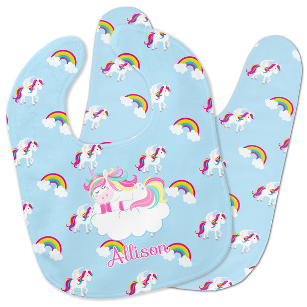 Custom Rainbows and Unicorns Baby Bib w/ Name or Text