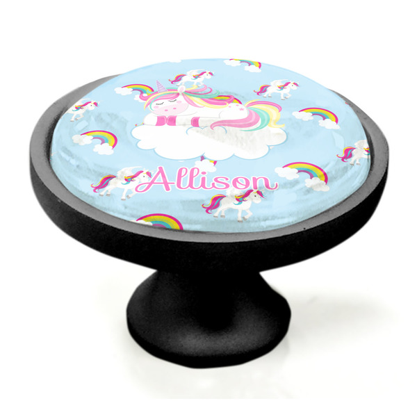 Rainbows and Unicorns Black Custom Cabinet Knob (Side)