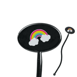 Rainbows and Unicorns 7" Oval Plastic Stir Sticks - Black - Single Sided