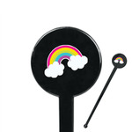 Rainbows and Unicorns 7" Round Plastic Stir Sticks - Black - Single Sided