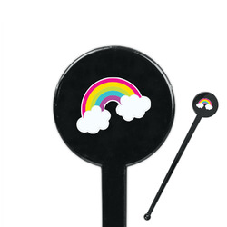 Rainbows and Unicorns 7" Round Plastic Stir Sticks - Black - Single Sided
