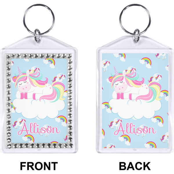 Rainbows and Unicorns Bling Keychain (Front + Back)