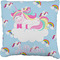 Rainbows and Unicorns Faux-Linen Throw Pillow 18" w/ Name or Text