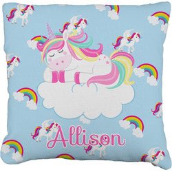 Rainbows and Unicorns Faux-Linen Throw Pillow 20" w/ Name or Text