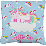 Rainbows and Unicorns Faux-Linen Throw Pillow 26" w/ Name or Text