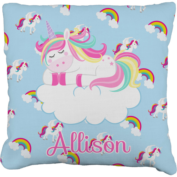Custom Rainbows and Unicorns Faux-Linen Throw Pillow 26" w/ Name or Text