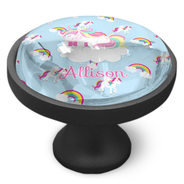 Rainbows and Unicorns Cabinet Knob - Black - Side