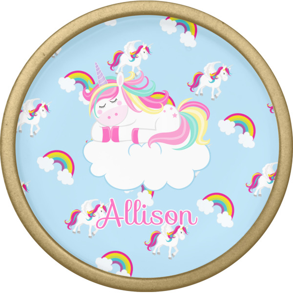 Rainbows and Unicorns Cabinet Knob - Gold - Front
