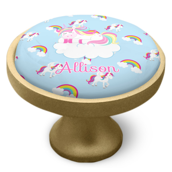 Rainbows and Unicorns Cabinet Knob - Gold - Side