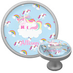 Rainbows and Unicorns Cabinet Knob (Silver) (Personalized)