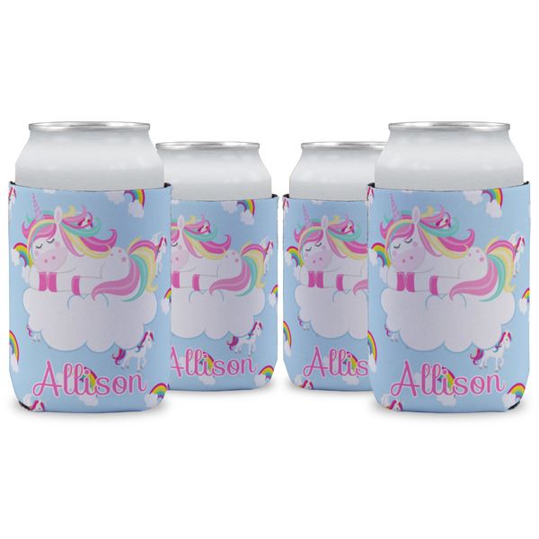 Custom Rainbows and Unicorns Can Cooler (12 oz) - Set of 4 w/ Name or Text