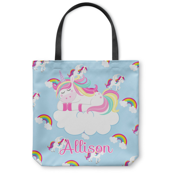 Custom Rainbows and Unicorns Canvas Tote Bag - Small - 13"x13" w/ Name or Text