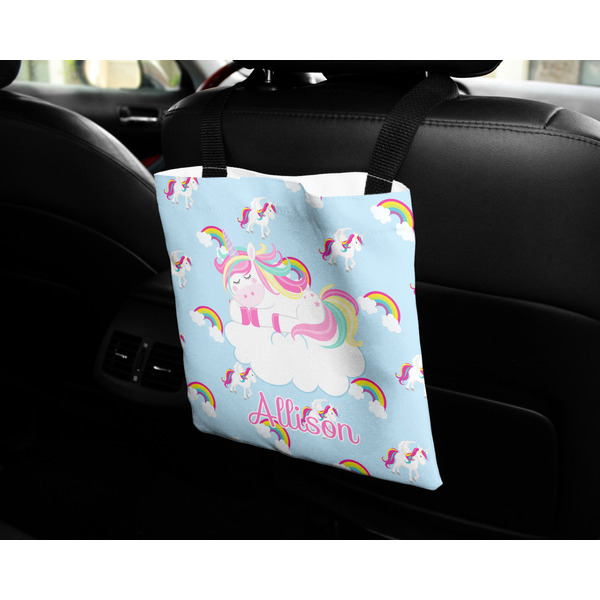 Rainbows and Unicorns Car Bag - In Use