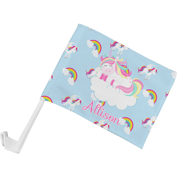 Custom Rainbows and Unicorns Car Flag - Small w/ Name or Text