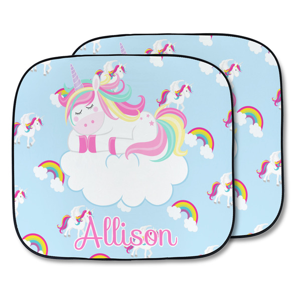 Custom Rainbows and Unicorns Car Sun Shade - Two Piece (Personalized)