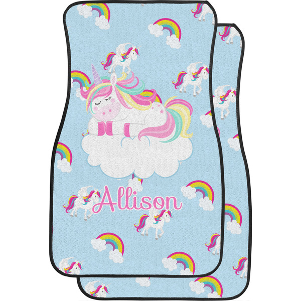 Custom Rainbows and Unicorns Car Floor Mats (Front Seat) w/ Name or Text