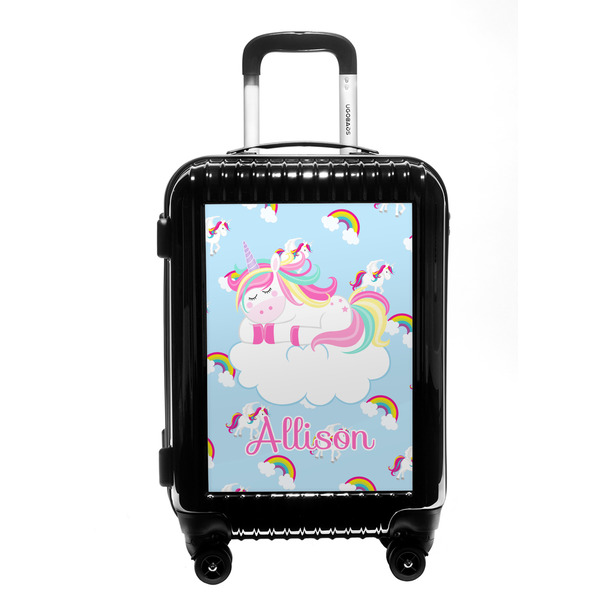 Custom Rainbows and Unicorns Carry On Hard Shell Suitcase w/ Name or Text