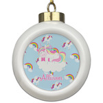 Rainbows and Unicorns Ceramic Ball Ornament (Personalized)